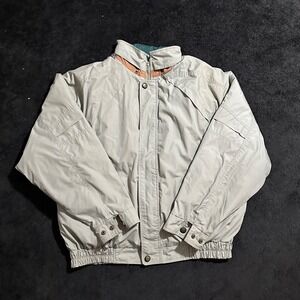 London Fog Puffer Jacket Mens Large Long Beige Down Filled Full Zip Outerwear